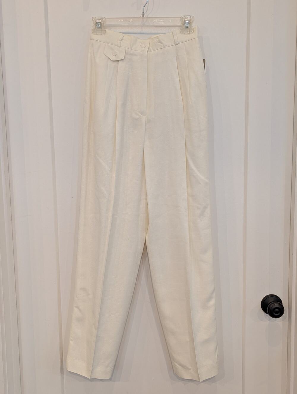 NWT Vtg Casual Corner Tousers Pants Sz 6 High Waist Pleated White Cream USA